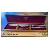 "MEAT CARVING SET" W/WOODEN STORAGE BOX