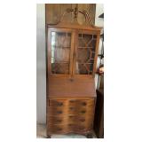 DROP~FRONT SECRETARY W/GLASS DOOR BOOKCASE