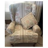 UPHOLSTERED "WING~BACK" CHAIR W/PILLOW