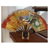 ORIENTAL FOLDING FAN W/STAND-CHECK OUT THE PIC