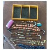 JEWELRY ITEMS W/WOODEN BOX