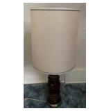 TABLE LAMP W/SHADE-WOODEN BASE