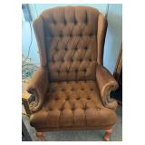 WING BACK CHAIR W/BUTTON TUFTED FABRIC