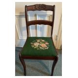 ROSE~BACK CHAIR W/NEEDLE POINT SEAT
