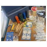 ITEMS FROM THE GARAGE W/PLASTIC CONTAINER
