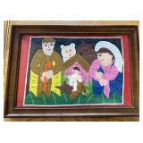 FRAMED FABRIC ARTWORK-APPROX. 26"x16"