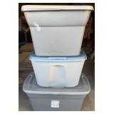 (3)TOTES W/LIDS-ASSORTED/CHECK OUT THE PIC
