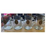 (SET OF 4)GLASS MUGS W/MEDALLIONS