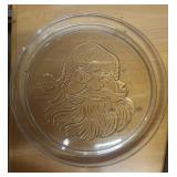 "SANTA" GLASS CANDY TRAY/PLATE