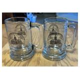 (2)SOUVENIOUR GLASS MUGS-"VIGO COUNTY, INDIANA"