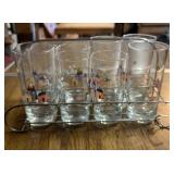 (SET)GLASS TUMBLERS W/RACK
