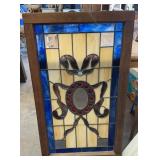 FRAMED STAINED GLASS DECOR-APPROX. 28"x42"