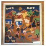 FRAMED "FABRIC" ARTWORK-APPROX. 20"x22"