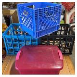 (3)CRATES & (1)TOTE W/LID-CHECK OUT THE PIC