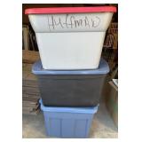 (3)TOTES W/LIDS-ASSORTED/CHECK OUT THE PIC
