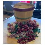 BASKET W/PLASTIC GRAPES DECOR