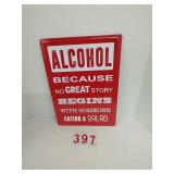 Magnetic Metal Alcohol Sign with Magnets