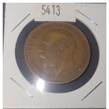 1921 Great Britain King George One Penny
