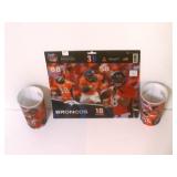 2 Bronco cups and a 3D poster