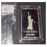 Statue Of Liberty 1 oz Silver Bar