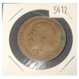 1912 Great Britain King George One Penny
