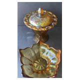 1-Carnival Glass Dishes-Bowl and Candy Dish