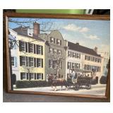 Oil on canvas City Scene with Horse-Signed