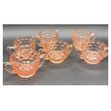 3-Sets of Pink Dep.GLS. Jeannette Cream and Sugars