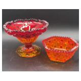 IN.GLS. Amberina Compote and Bowl
