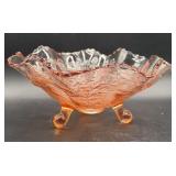 Fenton Stag and Holly  3 Legged Pink Dep.Bowl
