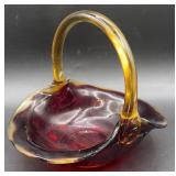 Tiara Sunset Amberina Constellation Glass Basket