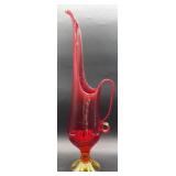 VTG Amberina Swung Stretch Art Glass Vase