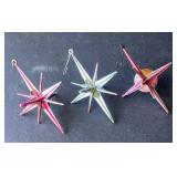 3-vintage atomic star Christmas ornaments
