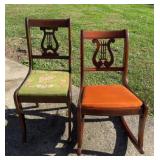 Needlepoint chair and rocking chair with harps
