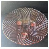 Pink Dep.Glass Prismatic Swirl Footed Bowl