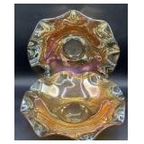 Two Marigold, carnival glass bowls
