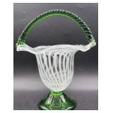 Art glass basket-Braided Handle-Swirl body