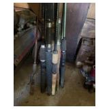 Large assortment of fishing poles