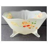 Lancaster Glass-Three footed frosted glass bowl