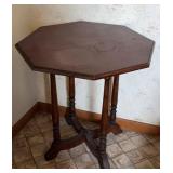 Antique octagon lamp table walnut