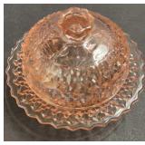 Jeannette Glass Pink Butter Dish
