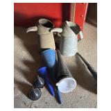 Old oil, cans, and funnels