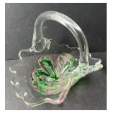 Art Glass Handled Basket-ZIMMERMAN