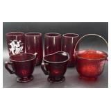 Ruby Red Drinking Glasses-Cream and Sugar