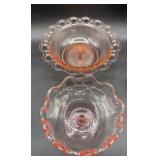 2-Pink Depression Open Lace Bowls
