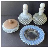 4-Pc Fenton Hobnail-Perfume-Plate and Cover Dish