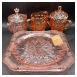 Assortment of Pink Depression Glass