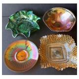 4-Pc Carnival Glass-Bowls and Plate
