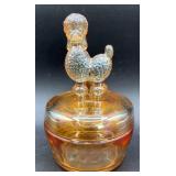 Jeannette Carnival Glass Poodle Powder Jar