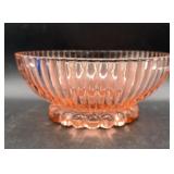 Pink Depression Ribbed Bowl and Under plate